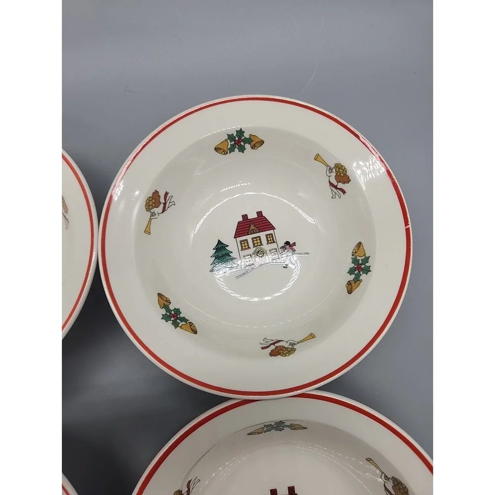 Joy of Christmas Jamestown Stoneware Cereal Salad Bowls Set of 4